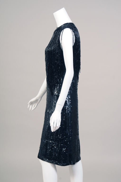 Women's Halston Beaded Fringe & Sequin Dress, 1970's