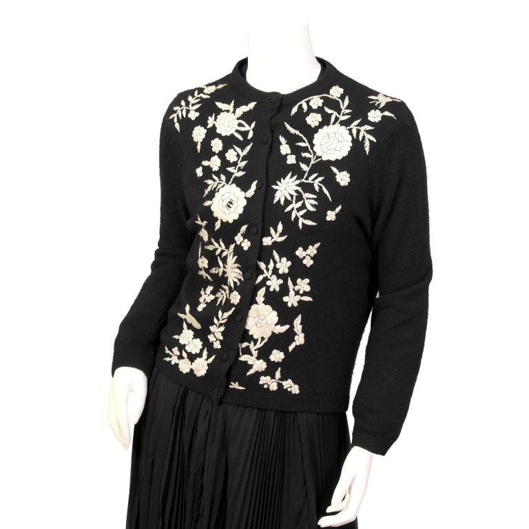 Hand Embroidered Cashmere Sweater at 1stDibs