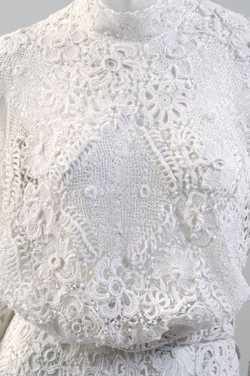 Irish lace or Irish crochet, by whatever name you call it, call this one the best of the best.  I have never seen such a fine example of this hand made lace.<br />
<br />
This stunning dress was hand made in Ireland circa 1900.  The skilled lace