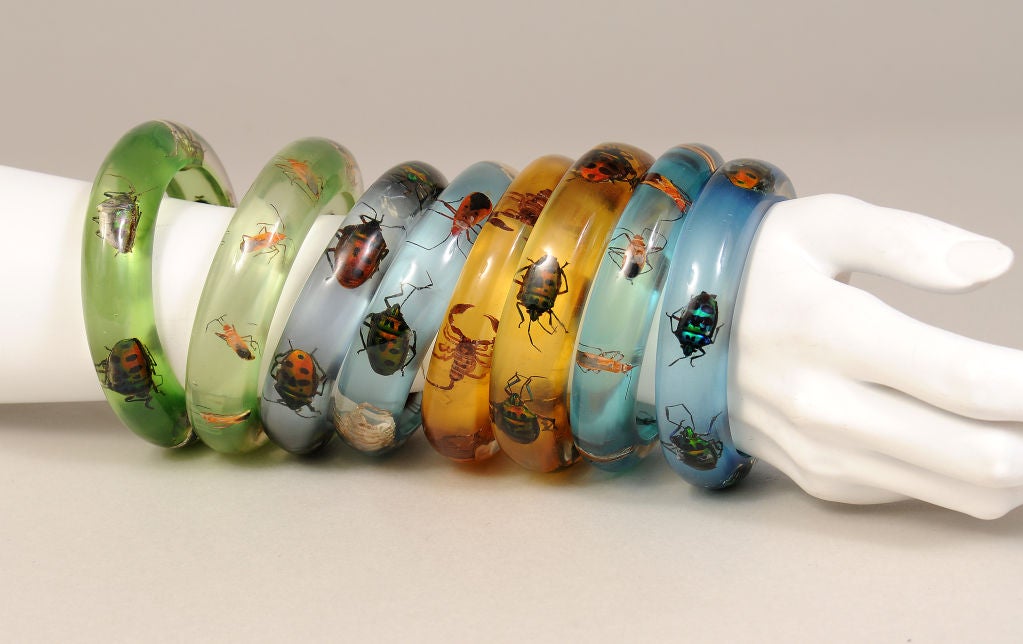 Lucite Bug Bracelets at 1stDibs