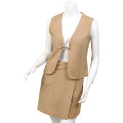 Vintage Adolfo Suede Mini Skirt & Vest