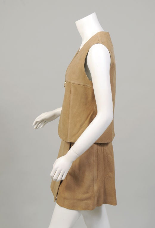 Adolfo Suede Mini Skirt & Vest