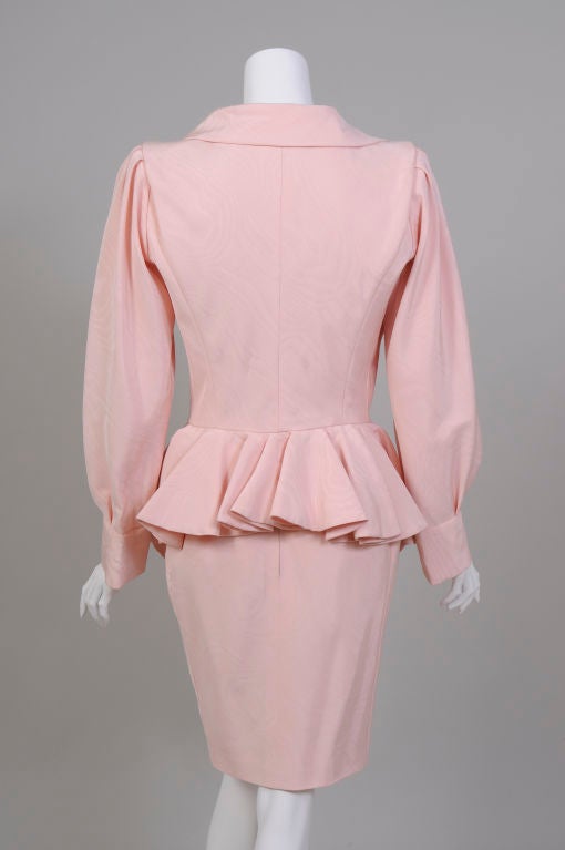 Beige Emanuel Ungaro Numbered Haute Couture Pink Silk Suit
