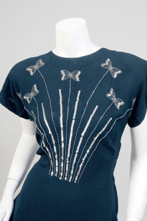 1940's Beaded Butterfly Evening Gown