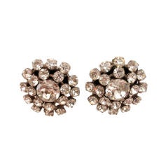 Chanel "Snowflake" Rhinestone Clip Earrings, Circa 1990