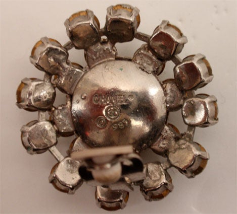 Chanel "Snowflake" Rhinestone Clip Earrings, Circa 1990