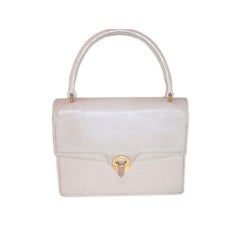 Gucci Vintage White Lizard Skin Square Handbag, Circa 1960 10