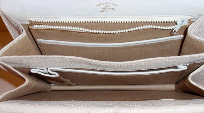 Gucci Vintage White Lizard Skin Square Handbag, Circa 1960 1