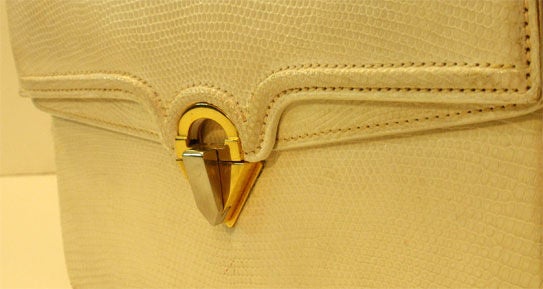 Women's Gucci Vintage White Lizard Skin Square Handbag, Circa 1960