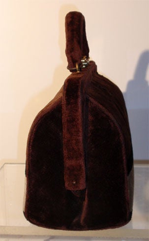 Roberta Di Camerino Brown Felt Handbag, Circa 1970 1