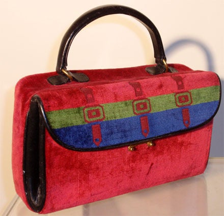 Women's Roberta Di Camerino Red Cloth Handbag, Circa 1970