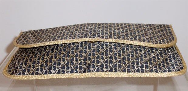 Christian Dior Blue and Gold Monogram Envelope Bag, Circa 1990 2