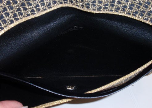 Christian Dior Blue and Gold Monogram Envelope Bag, Circa 1990 7
