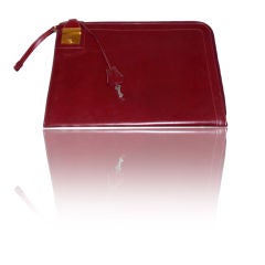 Retro Hermes Burgundy Leather Briefcase/Notebook, Circa 1990