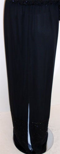 Mr. Blackwell Black One Shoulder Beaded Gown, Circa 1980 7