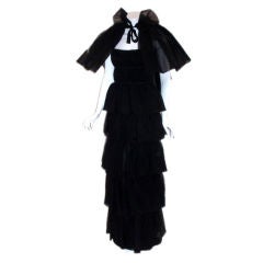 Christian Dior Haute Couture Black Gown with Cape, Circa 1973