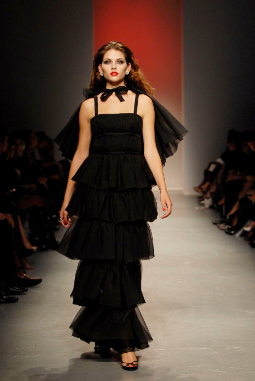 Women's Christian Dior Haute Couture Black Gown with Cape, Circa 1973