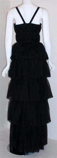 Christian Dior Haute Couture Black Gown with Cape, Circa 1973 2