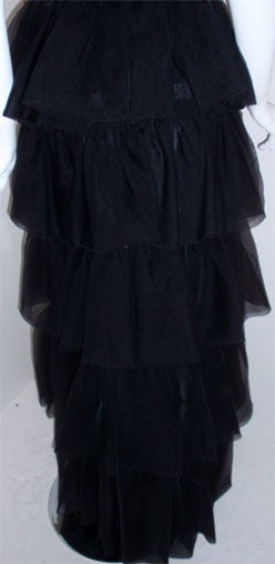 Christian Dior Haute Couture Black Gown with Cape, Circa 1973 6