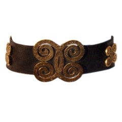 Vintage Chanel Large Black Leather "Butterfly" Belt, Circa 1980