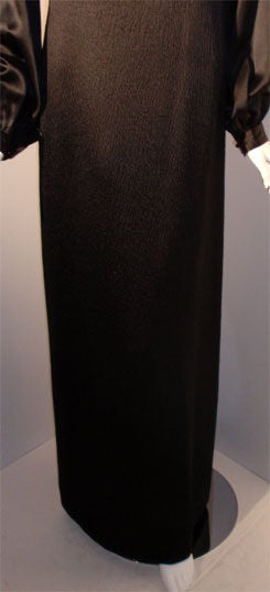 GALANOS  Black Silk Gown with Structured Shoulder and Blouson Sleeve, 1990's For Sale 2