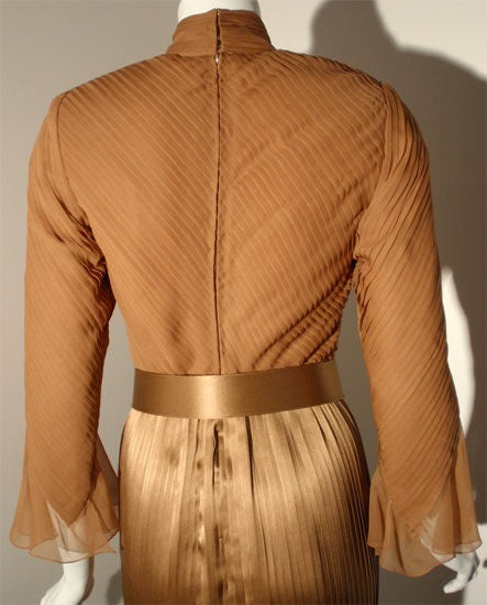 Galanos Bronze Silk and Chiffon Cocktail Dress, Circa 1970 4