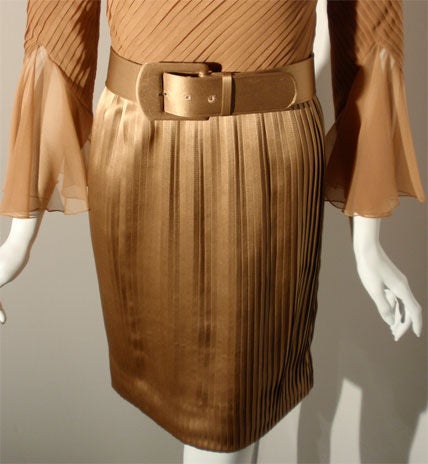 Galanos Bronze Silk and Chiffon Cocktail Dress, Circa 1970 3