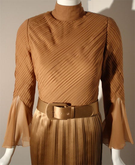 Galanos Bronze Silk and Chiffon Cocktail Dress, Circa 1970 1