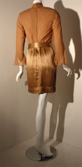 Women's Galanos Bronze Silk and Chiffon Cocktail Dress, Circa 1970