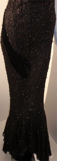 2pc Black Sequin Gown with Silk Slip Dress, Circa 1940 In Good Condition For Sale In Los Angeles, CA