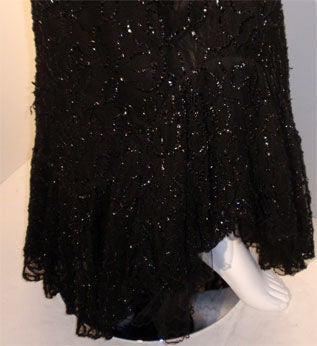 2pc Black Sequin Gown with Silk Slip Dress, Circa 1940 For Sale 1