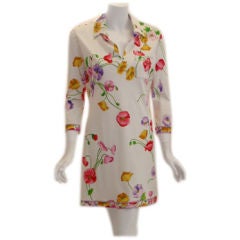 Leonard White Floral Print Day Dress, Circa 1990 2