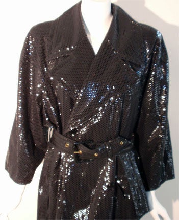 Escada Black Sequin Coat, Circa 1990 3