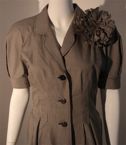Gray Fendi 365 Black and White Checked Day Dress with hidden skirt, 1980's For Sale