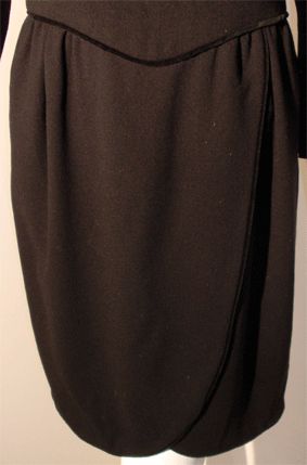 Valentino Black and Cream Wool Day Dress, Circa 1980's For Sale 3