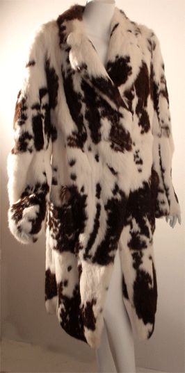 John Galliano White and Brown Rabbit Fur Coat, Circa 2000 2