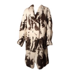 John Galliano White and Brown Rabbit Fur Coat, Circa 2000