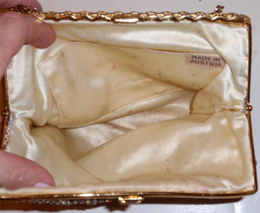 Custom Made White and Pink Rhinestone Handbag, Circa 1960 3