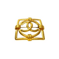 Chanel Gold Framed Logo Pin, Circa 1980