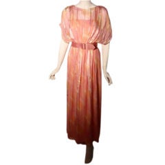 Teal Traina Pink Pastel Chiffon Gown, Circa 1970 12