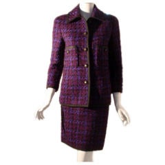 Chanel Purple and Black 2pc Jacket and Skirt Set, Circa 1980