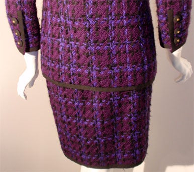 Chanel Purple and Black 2pc Jacket and Skirt Set, Circa 1980 6