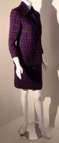 Women's Chanel Purple and Black 2pc Jacket and Skirt Set, Circa 1980