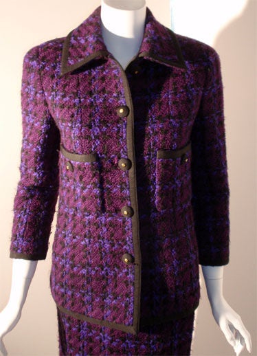 Chanel Purple and Black 2pc Jacket and Skirt Set, Circa 1980 3