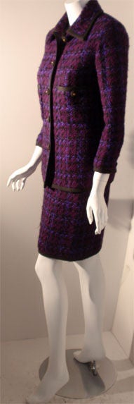 Chanel Purple and Black 2pc Jacket and Skirt Set, Circa 1980 1