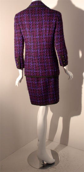 Chanel Purple and Black 2pc Jacket and Skirt Set, Circa 1980 2