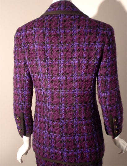 Chanel Purple and Black 2pc Jacket and Skirt Set, Circa 1980 5