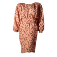 Valentino White and Pink Belted Silk Blouse Dress, Circa 1980 5