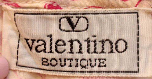 Valentino White and Pink Belted Silk Blouse Dress, Circa 1980