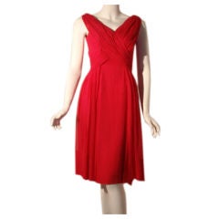 Ceil Chapman Red Chiffon Cocktail Dress, Circa 1960